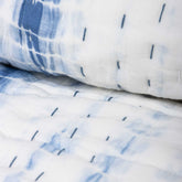 Blue Tie Dye Cotton Kantha Quilt Blanket