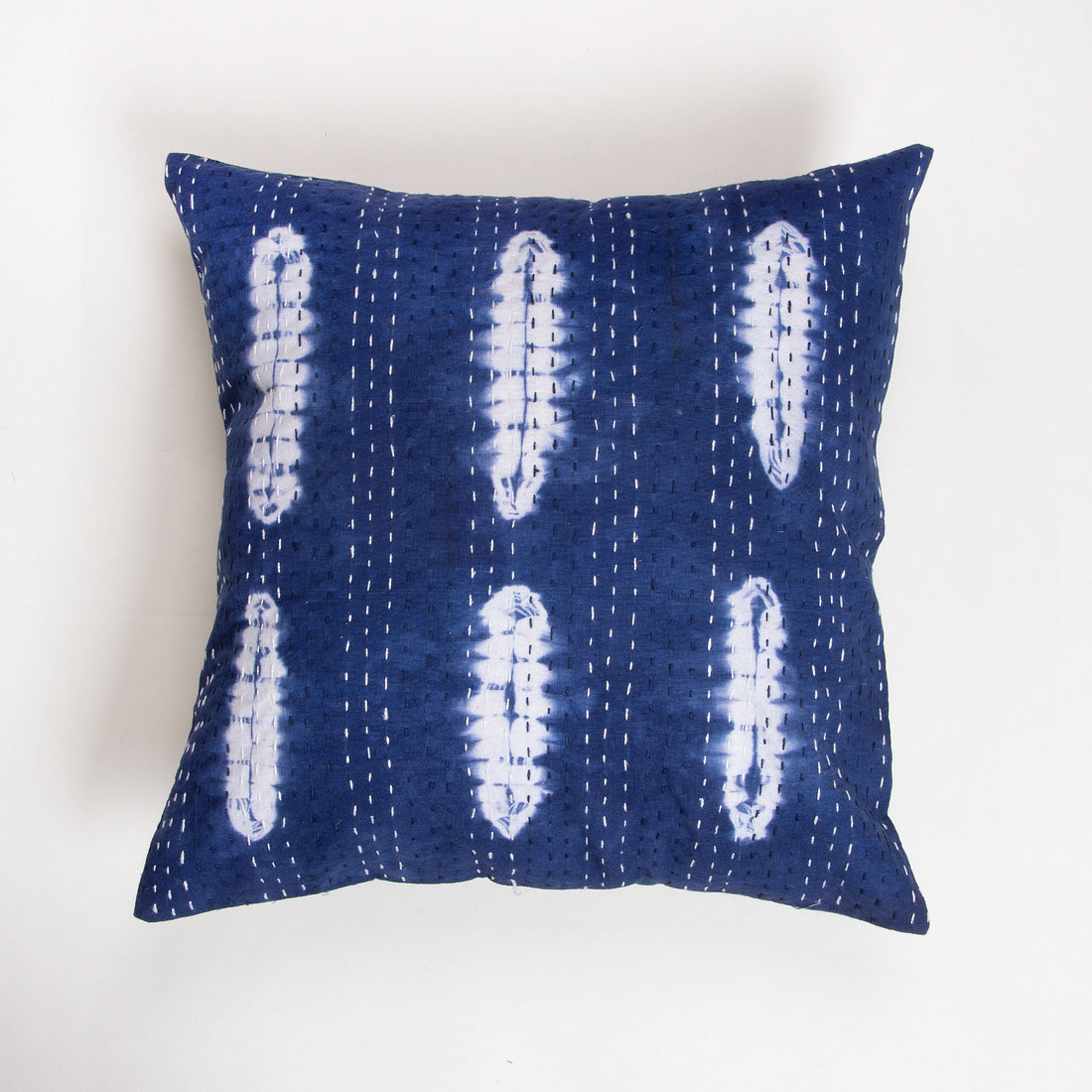 Blue Tie Dye Indian Cotton Vintage Kantha Cushion Cover