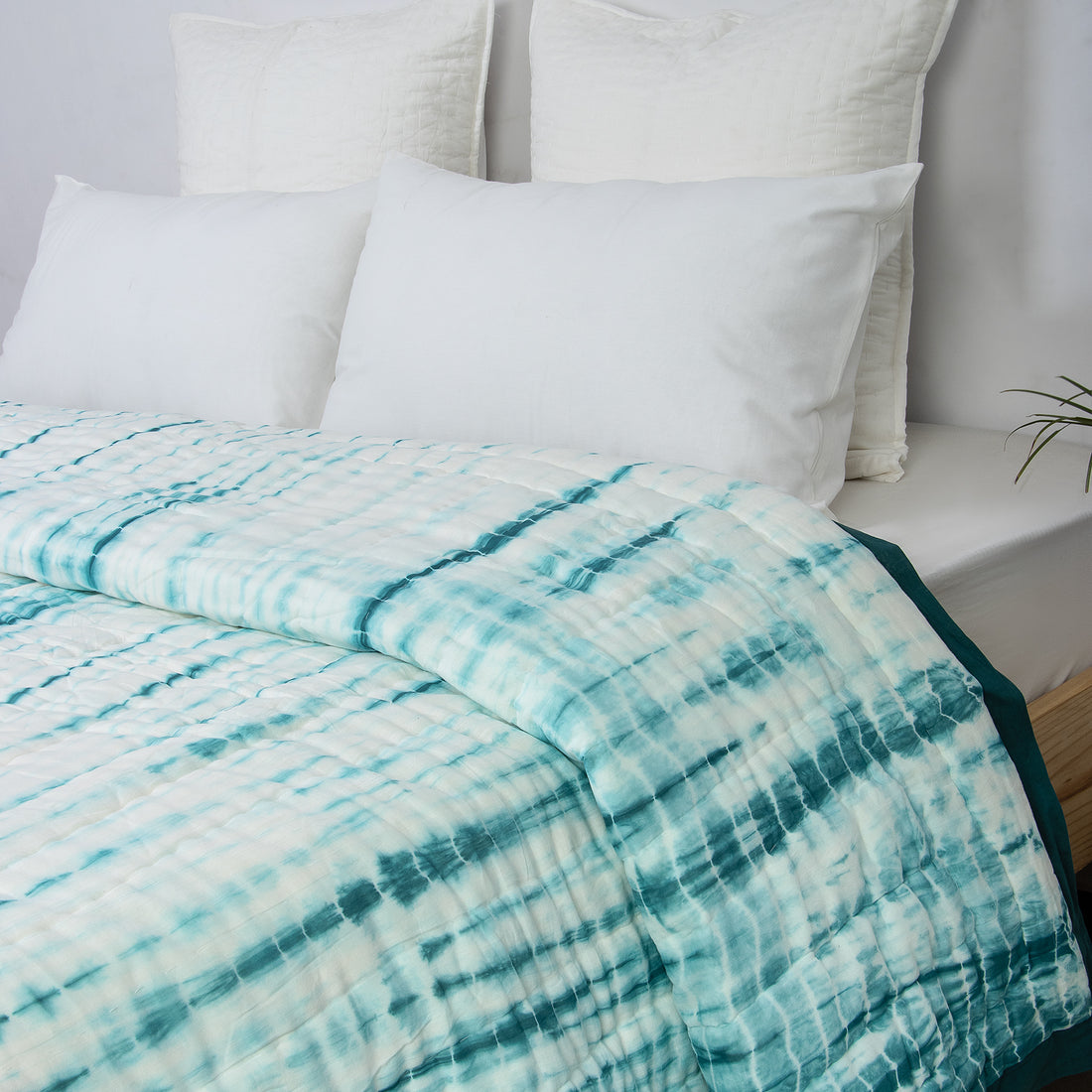 Blue Tie Dye Indian Pure Cotton Jaipuri Quilts For Winter