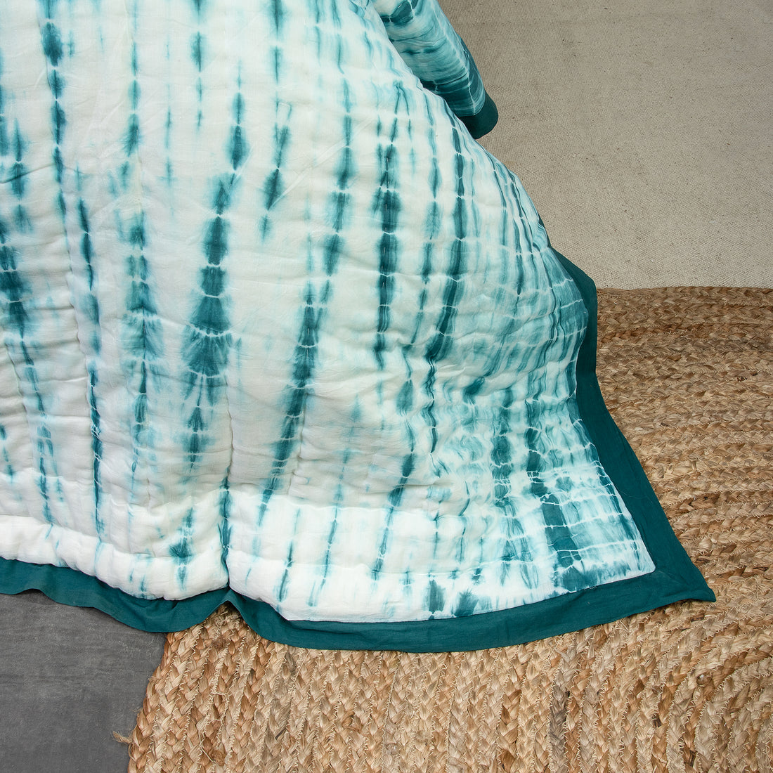 Blue Tie Dye Indian Pure Cotton Jaipuri Quilts For Winter