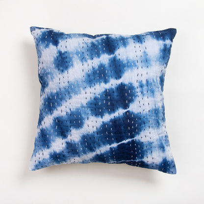 Blue Tie Dyed Cotton Kantha cushion Cover 