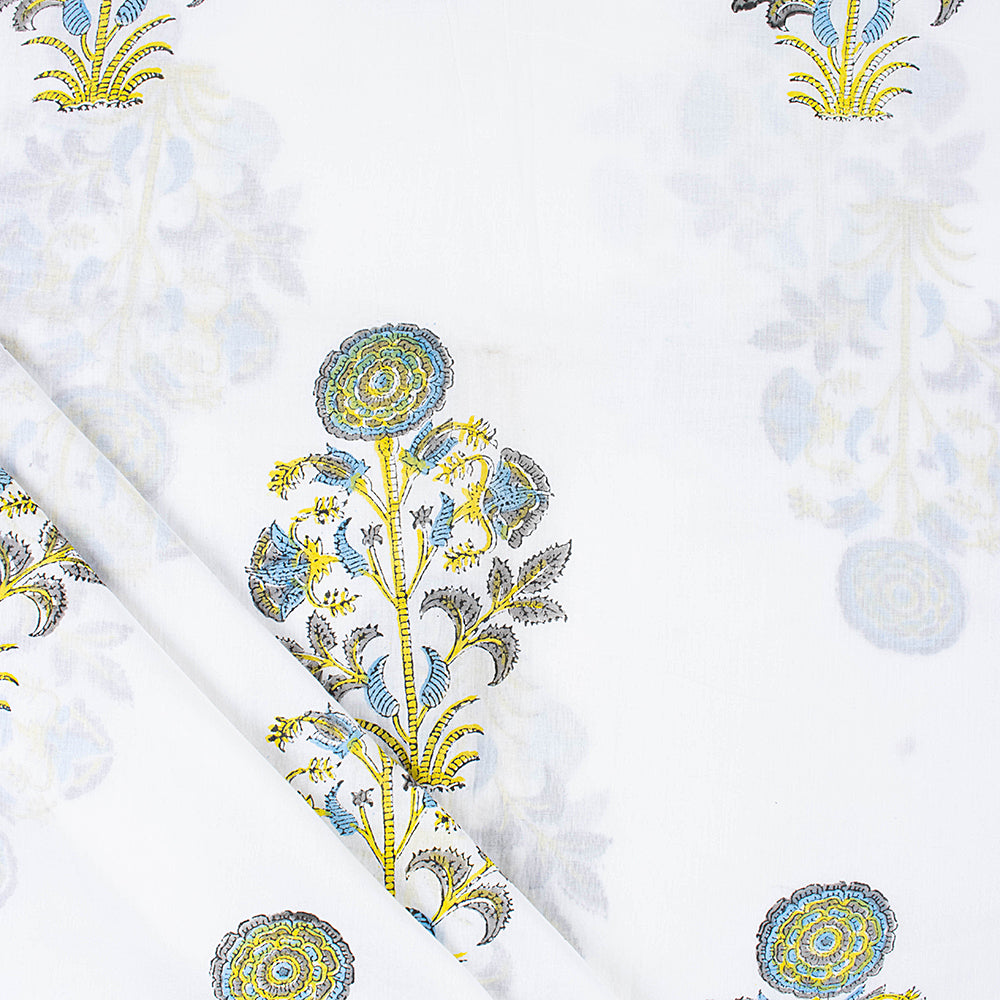 Boota Indian Block Printed Pure Cotton Floral Fabric