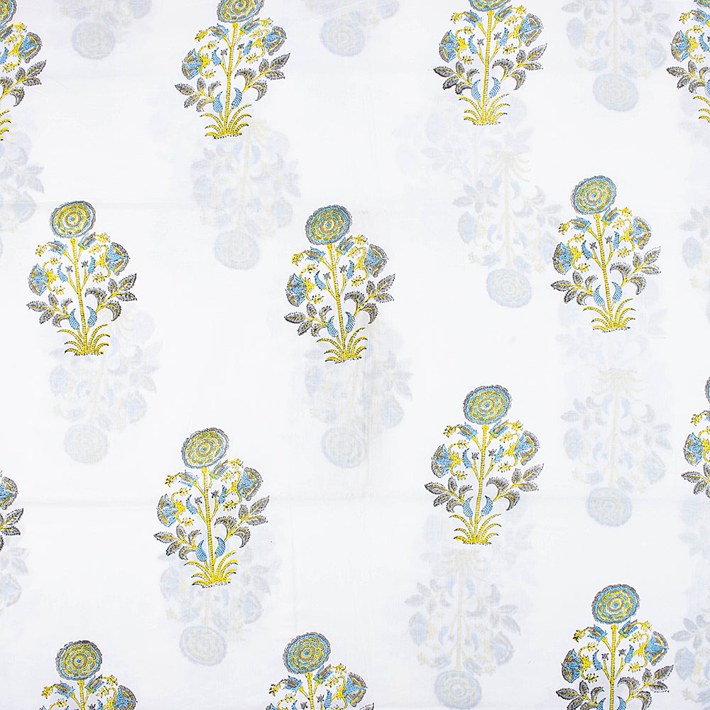 Boota Indian Block Printed Pure Cotton Floral Fabric