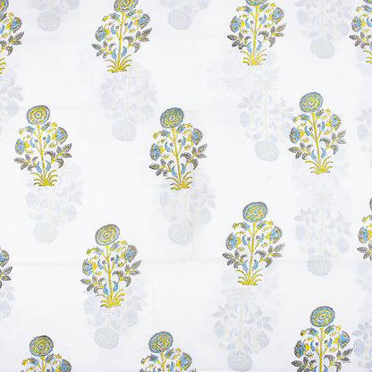 Boota Indian Block Printed Pure Cotton Floral Fabric