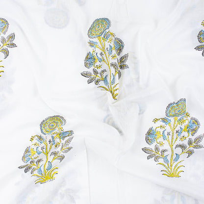Boota Indian Block Printed Pure Cotton Floral Fabric