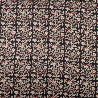 Brown Floral Hand Printed Bagru Fabric
