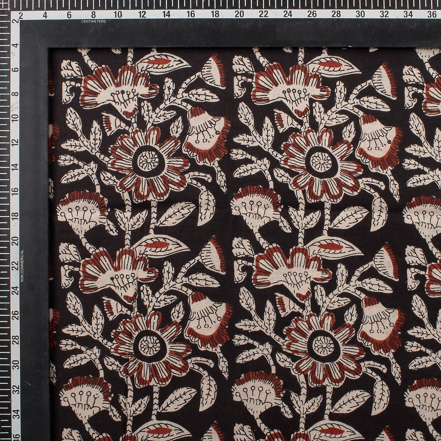 Brown Floral Hand Printed Bagru Fabric