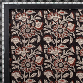 Brown Floral Hand Printed Bagru Fabric