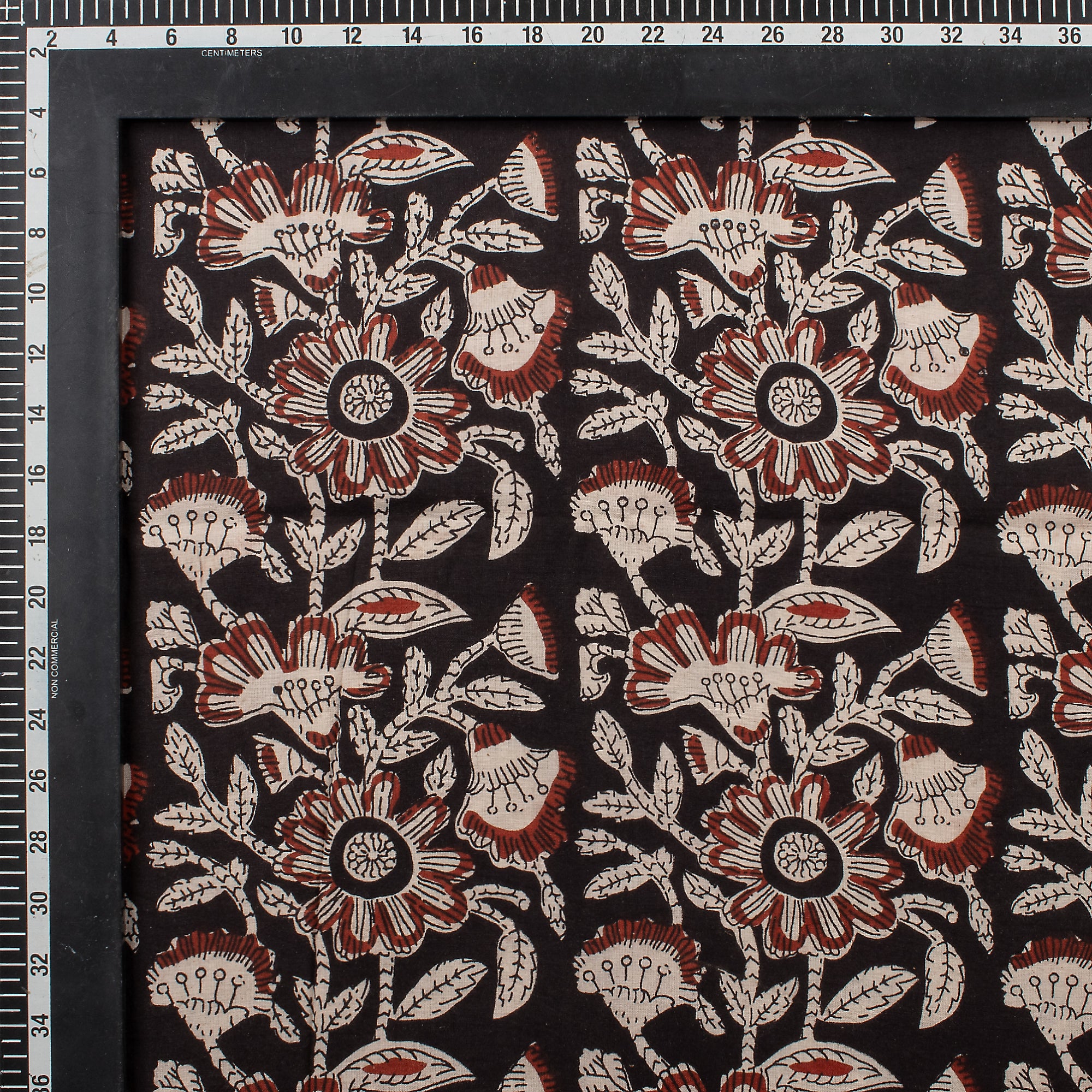 Brown Floral Hand Printed Bagru Fabric