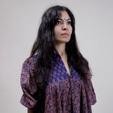 Brown Floral Handmade Cotton Dress for Women&