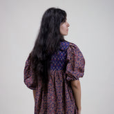 Brown Floral Handmade Cotton Dress for Women&