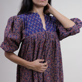 Brown Floral Handmade Cotton Dress for Women&