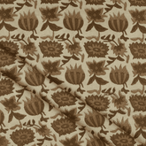Brown Floral Pure Cotton Hand Block Printed Fabric