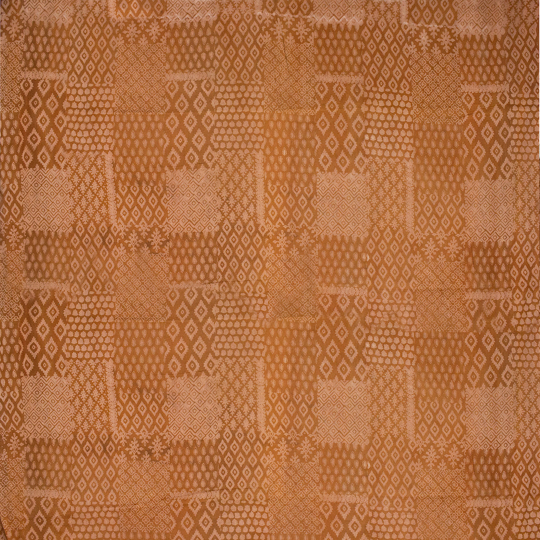 Brown Patchwork Cotton Hand Block Print Dabu Fabric