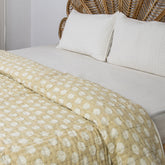 Brown Sea Celll Hand Block Print Kantha Quilt Blanket