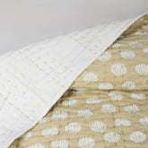 Brown Sea Celll Hand Block Print Kantha Quilt Blanket