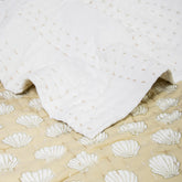 Brown Sea Celll Hand Block Print Kantha Quilt Blanket