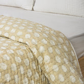 Brown Sea Celll Hand Block Print Kantha Quilt Blanket