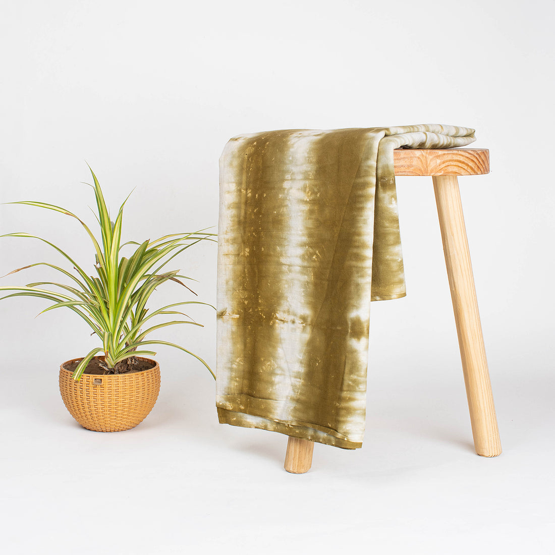 Brown Stirped Cotton Tie Dye Shibori Fabric