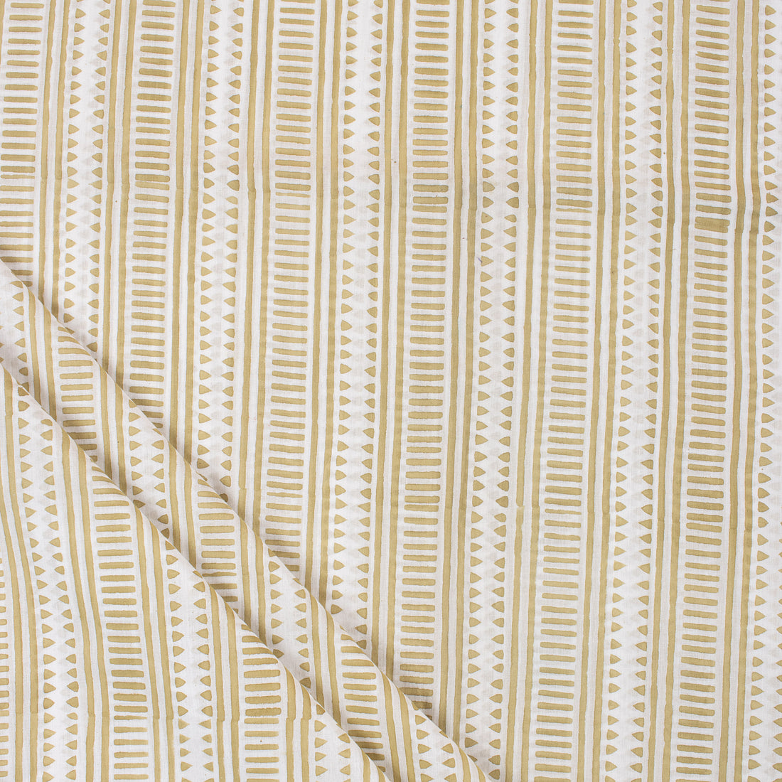 Brown Striped Cotton Block Print Fabric