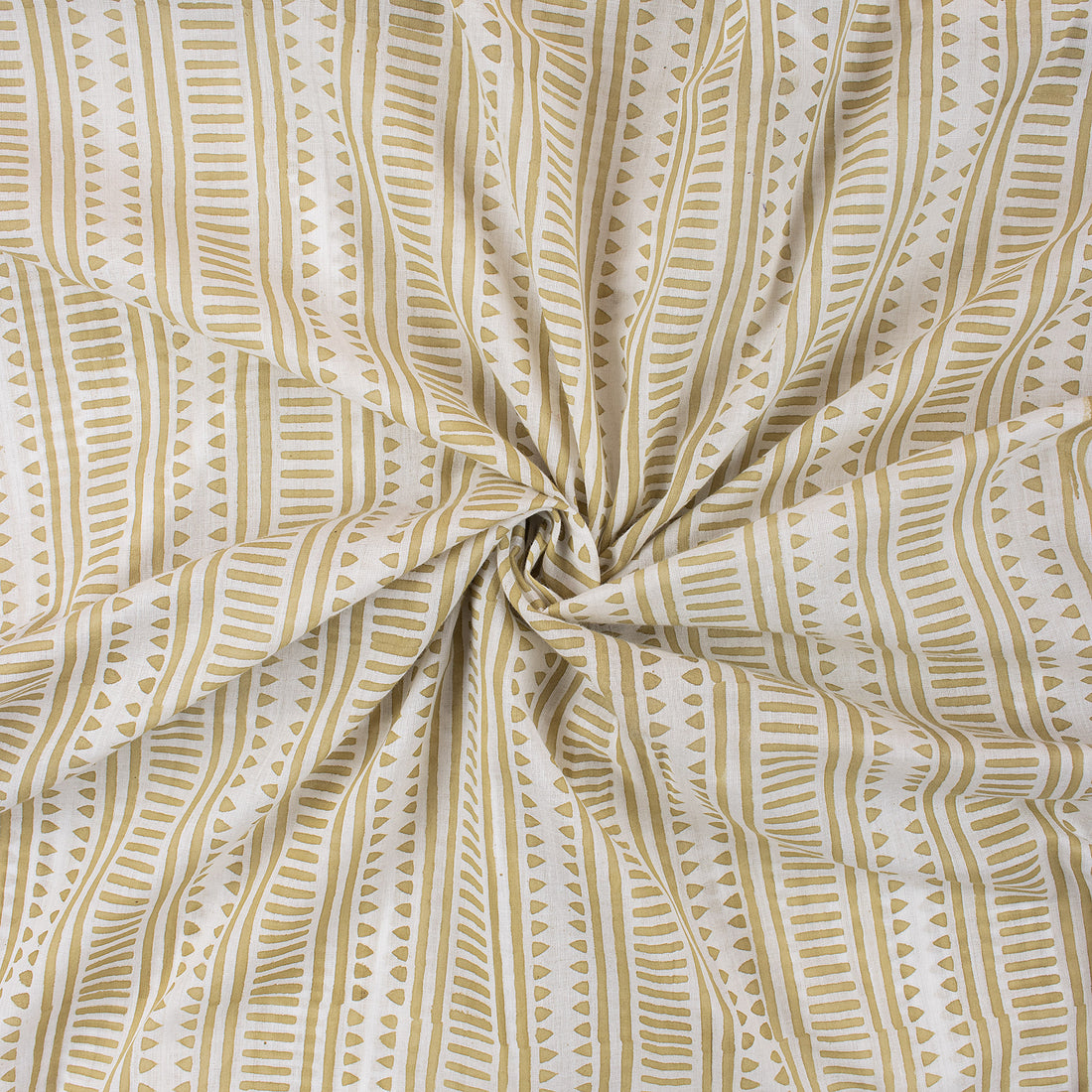 Brown Striped Cotton Block Print Fabric