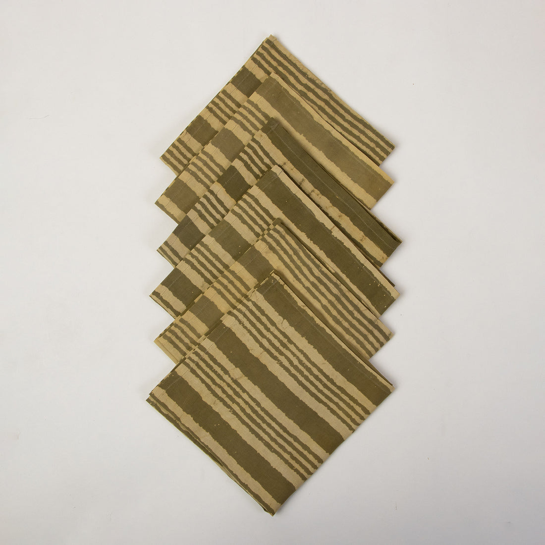 Brown Striped Hand Block Printed Cotton Table Napkin