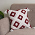 Red & White Boho Tufted Cushion Cover
