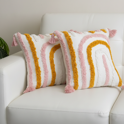 Curve Pattern Tufted Cushion Pillows Cover