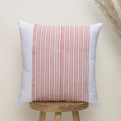 Peach Color Cushion Cover Block Print Cotton