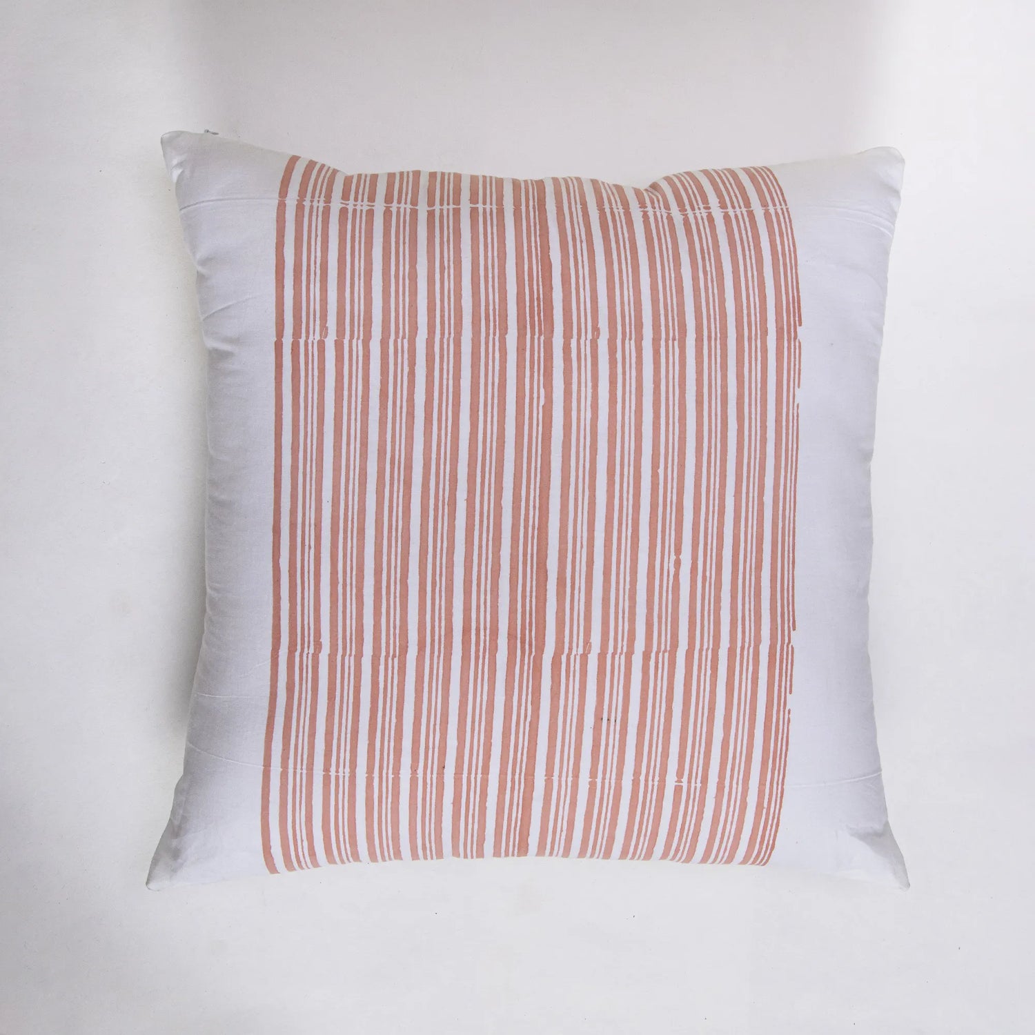 Peach Color Cushion Cover Block Print Cotton