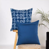 Hand Block Printed Indigo Cotton Cushion Cover