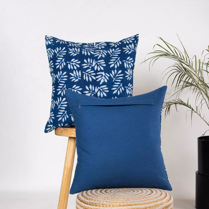 Hand Block Printed Indigo Cotton Cushion Cover