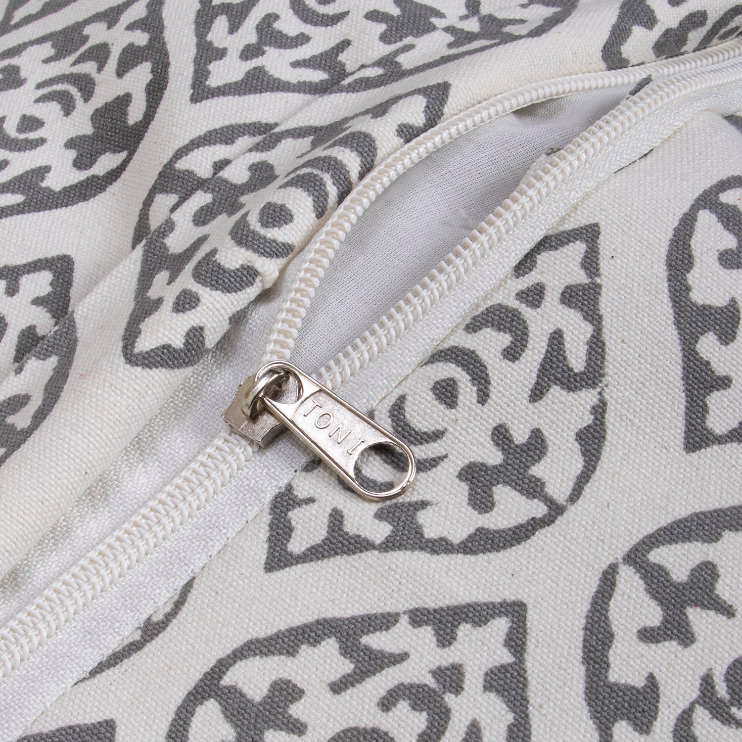 Grey Leaf Hand Block Printed Cotton Cushion Cover