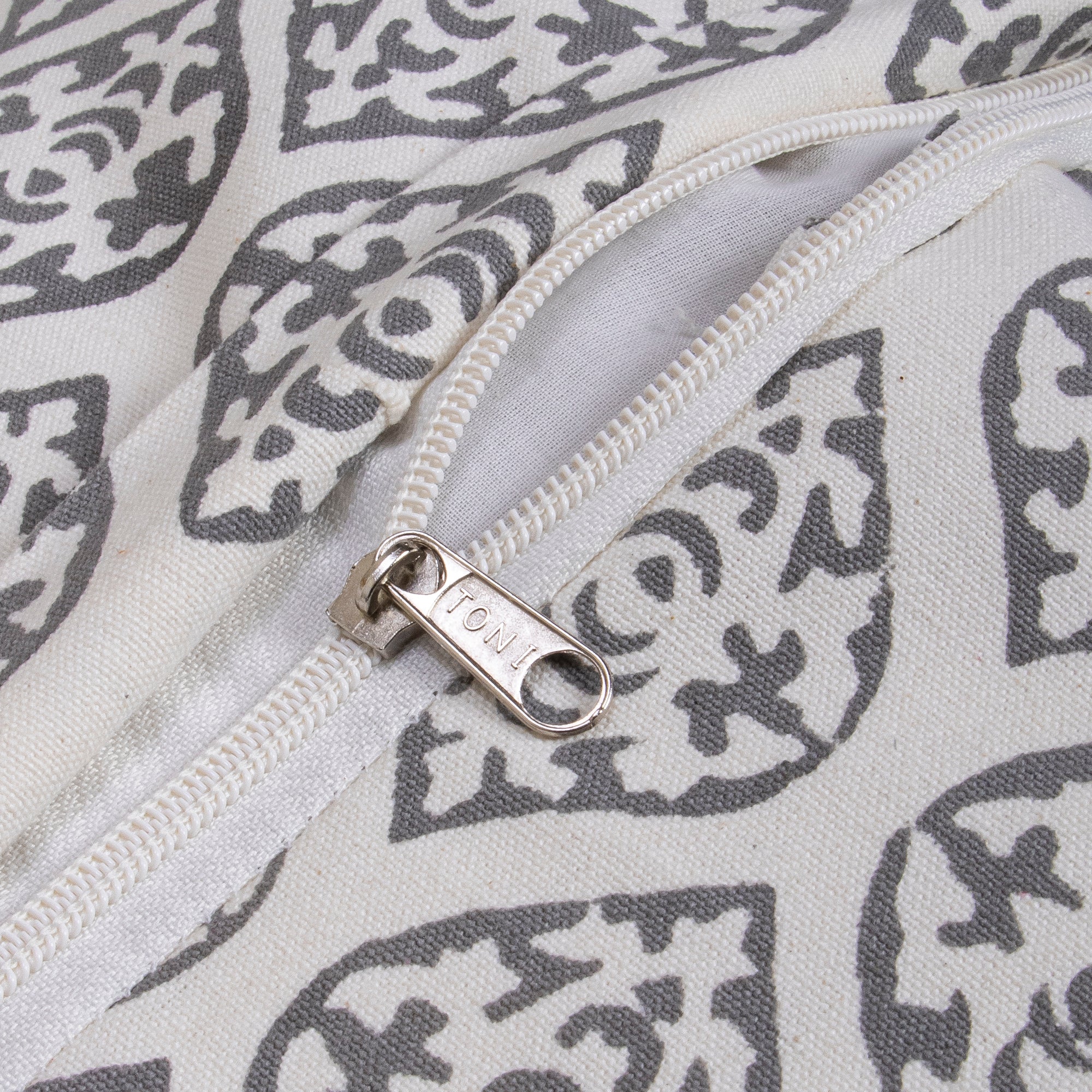 Grey Leaf Hand Block Printed Cotton Cushion Cover