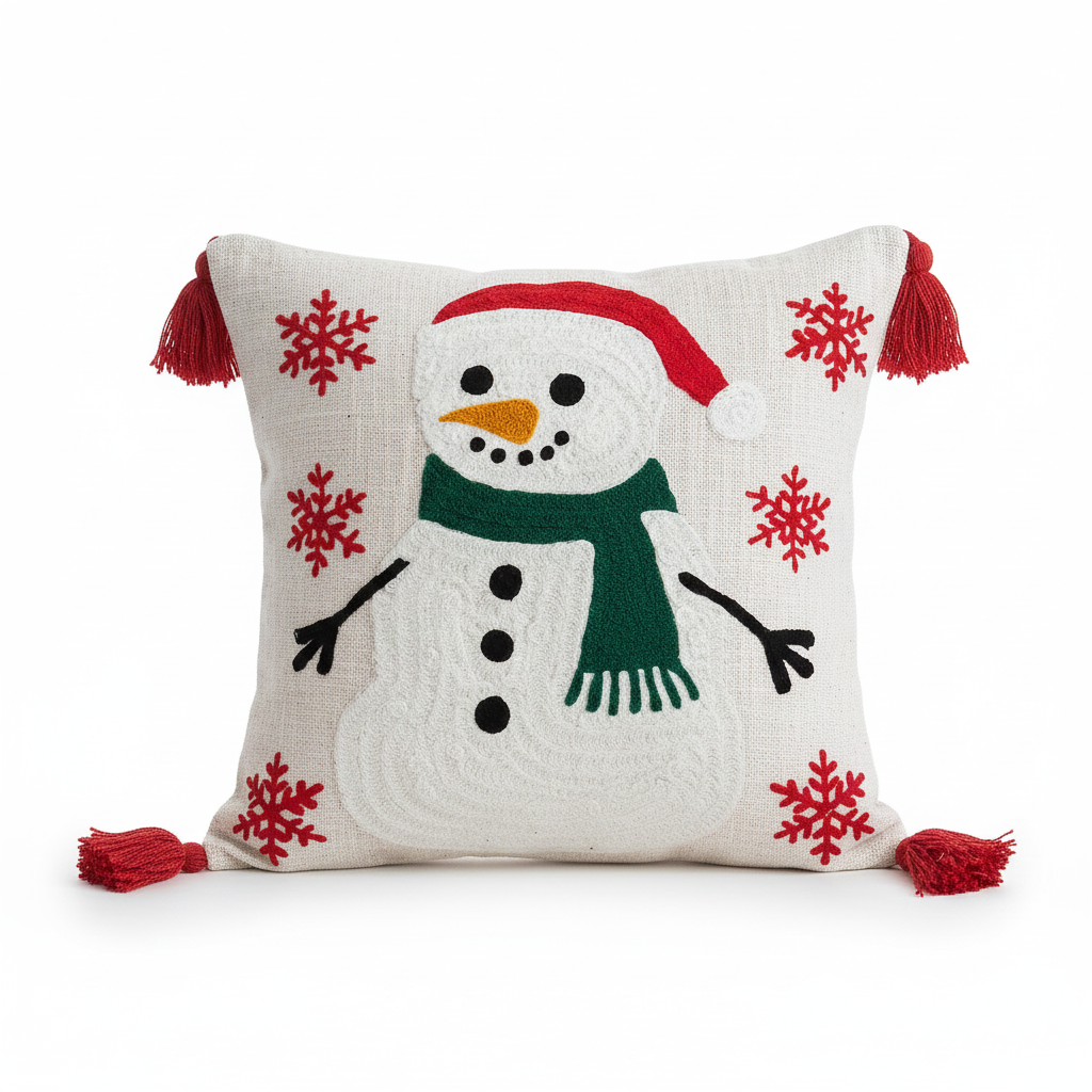 Snowman Christmas Tufted Cushion Cover