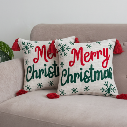 Christmas Tufted Cushion Cover - Holiday Decor Set of 2