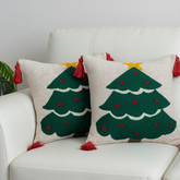 Christmas Tree Tufted Cushion Cover with Star