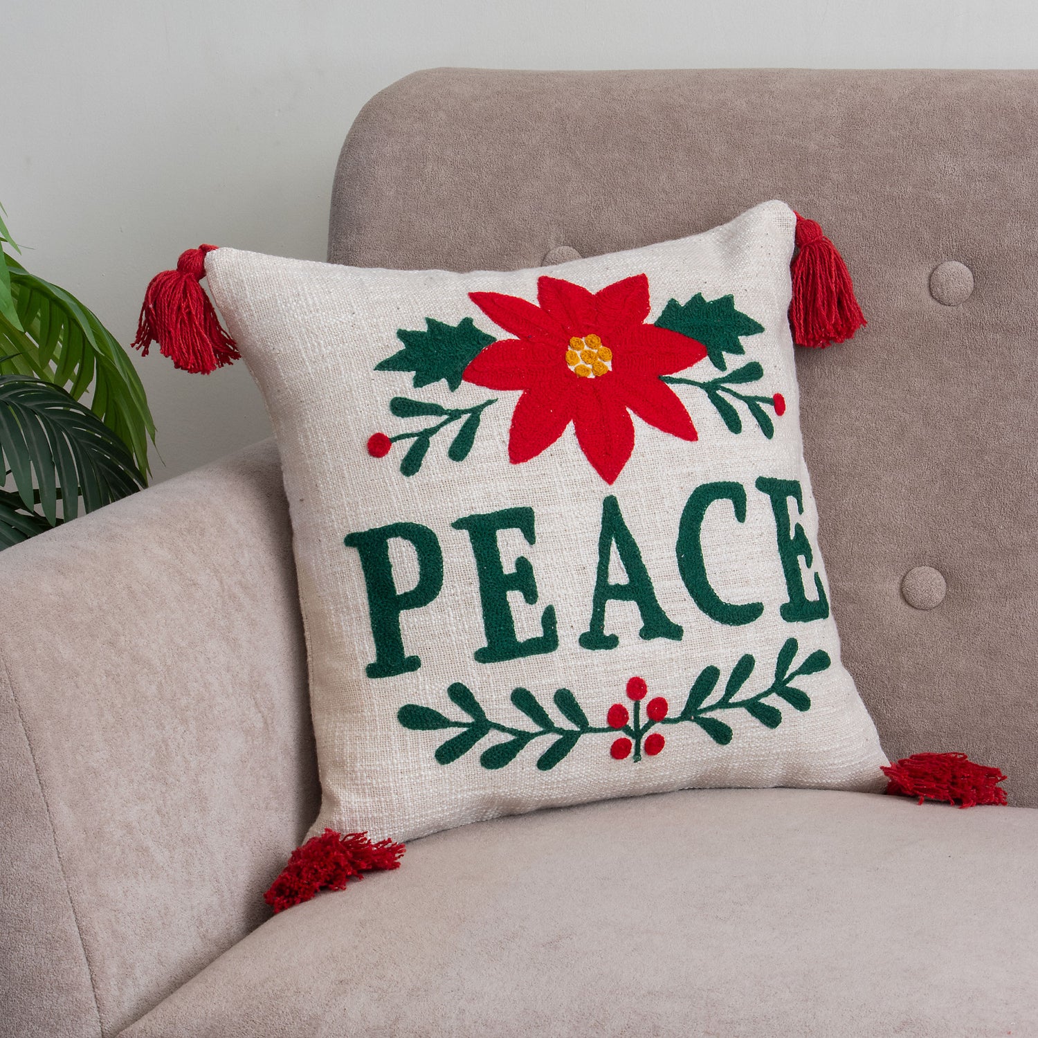 Tufted Cushion Cover for Christmas Set of 2