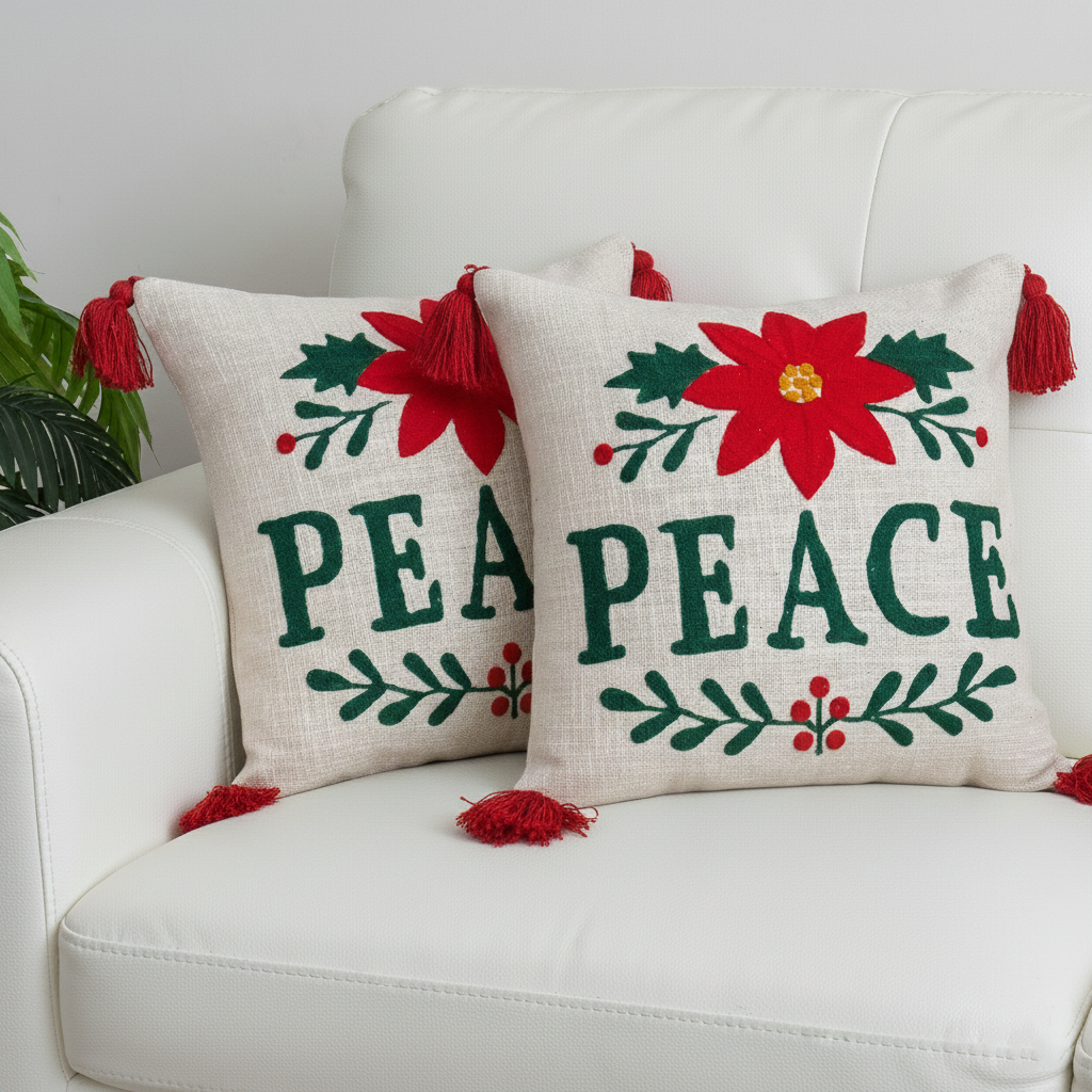 Tufted Cushion Cover for Christmas Set of 2
