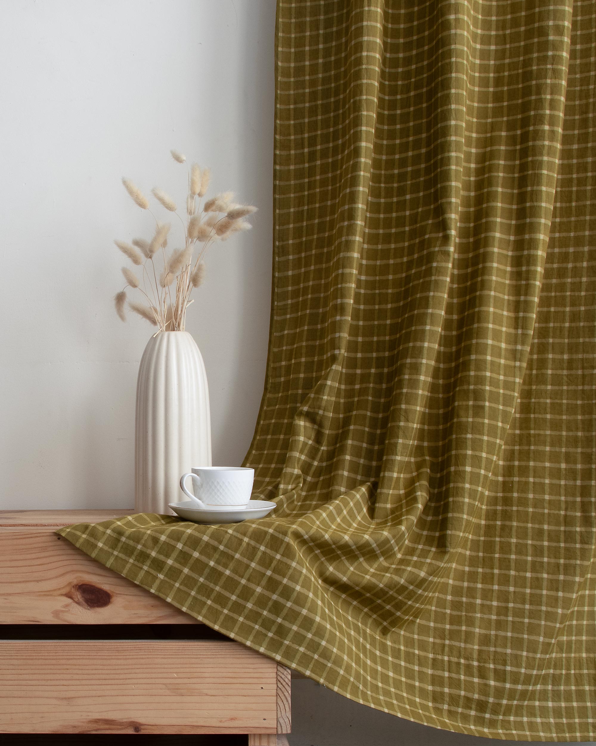 Check Block Printed Curtains for Home Decor