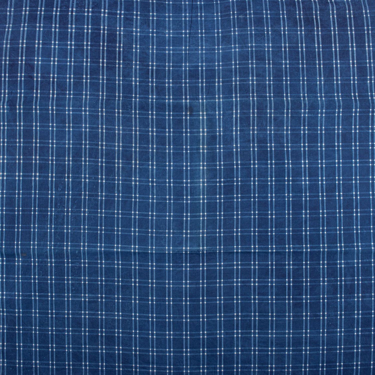 Check Printed Indigo Organic Natural Cotton Fabric