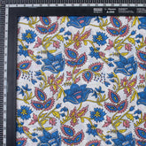 Classic Blue Floral Hand Block Printed Cotton Fabric