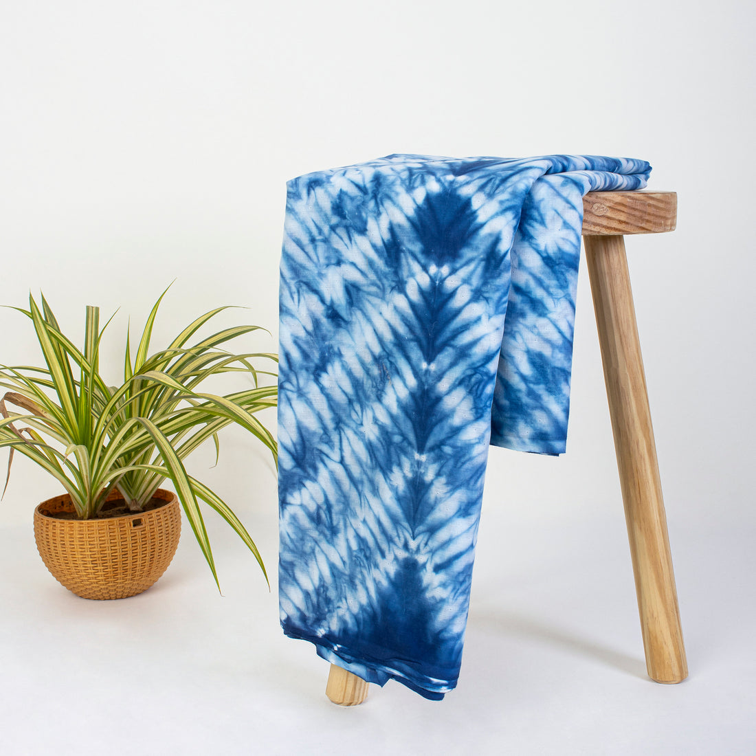 Cotton Blue Shibori Tie Dye Running Fabric