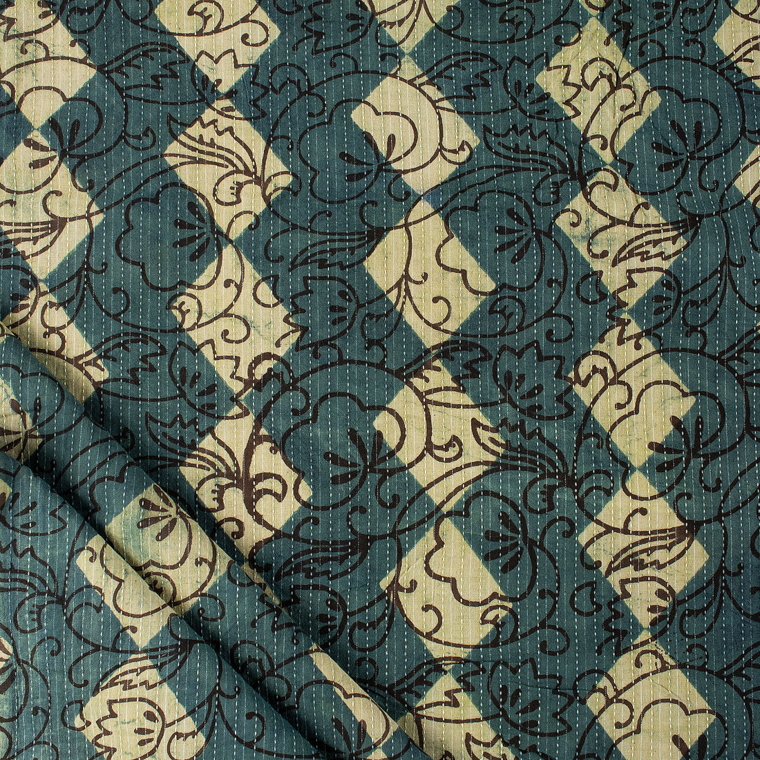 Cotton Hand Block Print Dabu Kantha Fabric