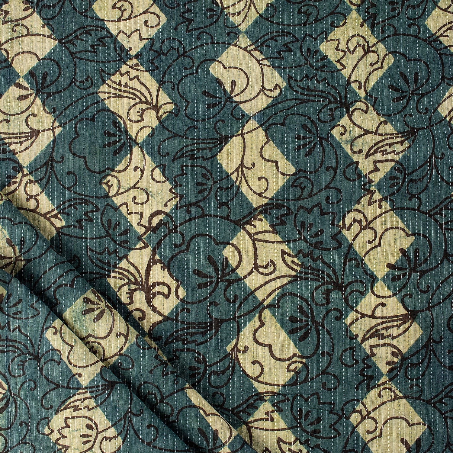 Cotton Hand Block Print Dabu Kantha Fabric
