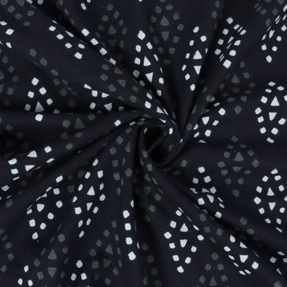Cotton Hand Block Printed Black &amp; White Fabric