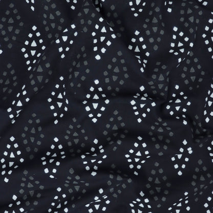 Cotton Hand Block Printed Black &amp; White Fabric
