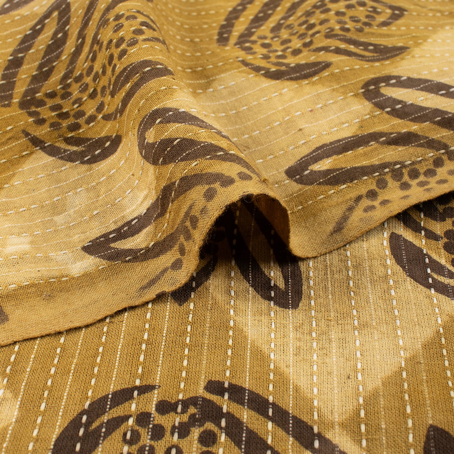 Cotton Hand Block Printed Dabu Kantha Fabric