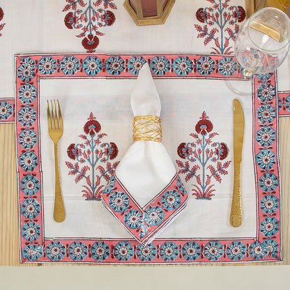Cotton Hand Block Printed Floral Table Runner Set