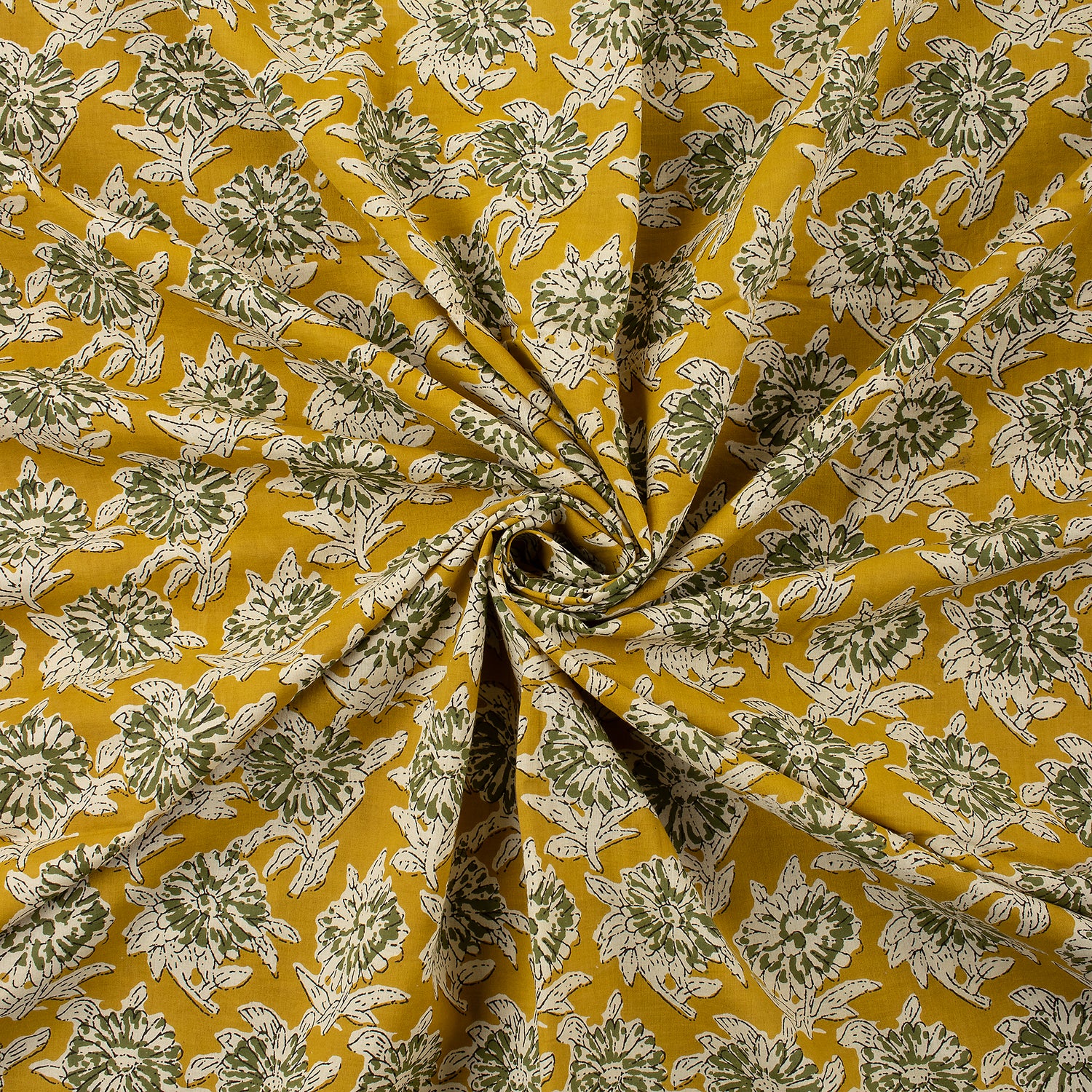 Cotton Jaipur Bagru Hand Block Printed Fabric